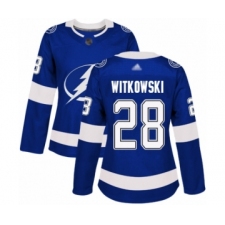 Women's Tampa Bay Lightning #28 Luke Witkowski Authentic Royal Blue Home Hockey Jersey