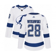 Women's Tampa Bay Lightning #28 Luke Witkowski Authentic White Away Hockey Jersey