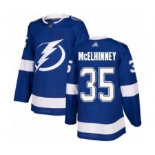 Men's Tampa Bay Lightning #35 Curtis McElhinney Authentic Royal Blue Home Hockey Jersey