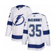 Men's Tampa Bay Lightning #35 Curtis McElhinney Authentic White Away Hockey Jersey