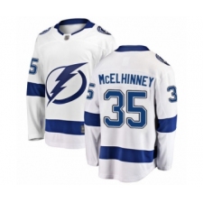 Men's Tampa Bay Lightning #35 Curtis McElhinney Fanatics Branded White Away Breakaway Hockey Jersey