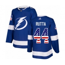 Men's Tampa Bay Lightning #44 Jan Rutta Authentic Blue USA Flag Fashion Hockey Jersey