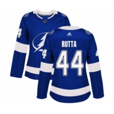 Women's Tampa Bay Lightning #44 Jan Rutta Authentic Royal Blue Home Hockey Jersey