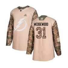 Men's Tampa Bay Lightning #31 Scott Wedgewood Authentic Camo Veterans Day Practice Hockey Jersey