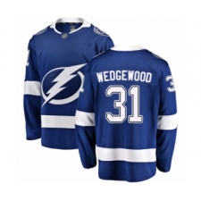 Men's Tampa Bay Lightning #31 Scott Wedgewood Fanatics Branded Blue Home Breakaway Hockey Jersey