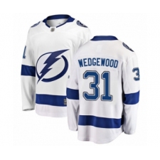 Men's Tampa Bay Lightning #31 Scott Wedgewood Fanatics Branded White Away Breakaway Hockey Jersey