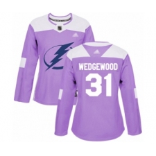 Women's Tampa Bay Lightning #31 Scott Wedgewood Authentic Purple Fights Cancer Practice Hockey Jersey