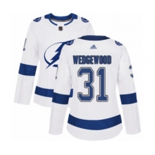 Women's Tampa Bay Lightning #31 Scott Wedgewood Authentic White Away Hockey Jersey