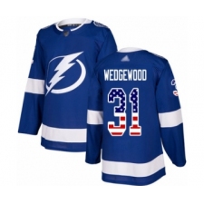 Youth Tampa Bay Lightning #31 Scott Wedgewood Authentic Blue USA Flag Fashion Hockey Jersey