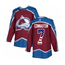 Men's Colorado Avalanche #7 Kevin Connauton Authentic Burgundy Red USA Flag Fashion Hockey Jersey
