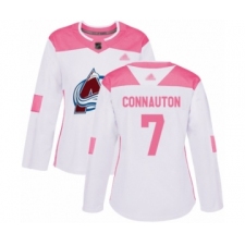 Women's Colorado Avalanche #7 Kevin Connauton Authentic White Pink Fashion Hockey Jersey