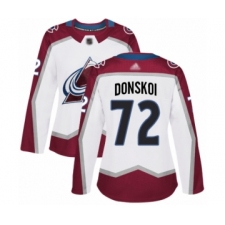 Women's Colorado Avalanche #72 Joonas Donskoi Authentic White Away Hockey Jersey