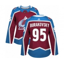 Women's Colorado Avalanche #95 Andre Burakovsky Authentic Burgundy Red Home Hockey Jersey