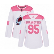 Women's Colorado Avalanche #95 Andre Burakovsky Authentic White Pink Fashion Hockey Jersey