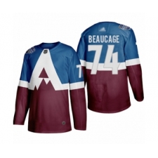 Men's Colorado Avalanche #74 Alex Beaucage Authentic Burgundy Blue 2020 Stadium Series Hockey Jersey