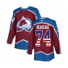 Men's Colorado Avalanche #74 Alex Beaucage Authentic Burgundy Red USA Flag Fashion Hockey Jersey