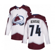 Men's Colorado Avalanche #74 Alex Beaucage Authentic White Away Hockey Jersey