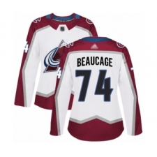 Women's Colorado Avalanche #74 Alex Beaucage Authentic White Away Hockey Jersey