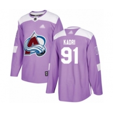 Men's Colorado Avalanche #91 Nazem Kadri Authentic Purple Fights Cancer Practice Hockey Jersey