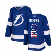 Men's Tampa Bay Lightning #2 Luke Schenn Authentic Blue USA Flag Fashion Hockey Jersey