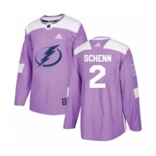 Men's Tampa Bay Lightning #2 Luke Schenn Authentic Purple Fights Cancer Practice Hockey Jersey