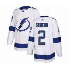Men's Tampa Bay Lightning #2 Luke Schenn Authentic White Away Hockey Jersey