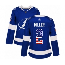 Women's Tampa Bay Lightning #2 Luke Schenn Authentic Blue USA Flag Fashion Hockey Jersey