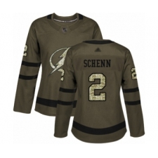Women's Tampa Bay Lightning #2 Luke Schenn Authentic Green Salute to Service Hockey Jersey