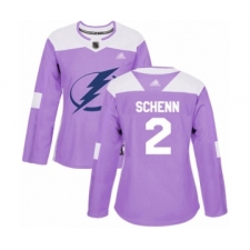 Women's Tampa Bay Lightning #2 Luke Schenn Authentic Purple Fights Cancer Practice Hockey Jersey