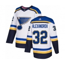Youth St. Louis Blues #32 Nikita Alexandrov Authentic White Away Hockey Jersey