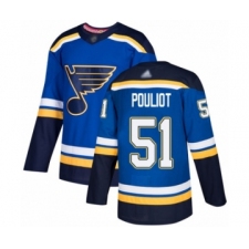 Youth St. Louis Blues #51 Derrick Pouliot Authentic Royal Blue Home Hockey Jersey