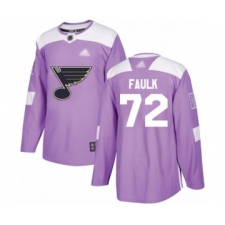 Men's St. Louis Blues #72 Justin Faulk Authentic Purple Fights Cancer Practice Hockey Jersey