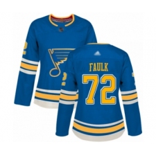 Women's St. Louis Blues #72 Justin Faulk Authentic Navy Blue Alternate Hockey Jersey