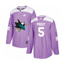 Men's San Jose Sharks #5 Dalton Prout Authentic Purple Fights Cancer Practice Hockey Jersey