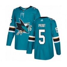 Men's San Jose Sharks #5 Dalton Prout Authentic Teal Green Home Hockey Jersey