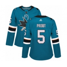 Women's San Jose Sharks #5 Dalton Prout Authentic Teal Green Home Hockey Jersey
