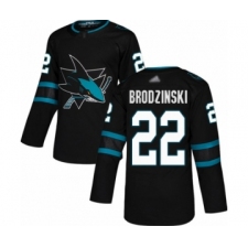 Youth San Jose Sharks #22 Jonny Brodzinski Authentic Black Alternate Hockey Jersey