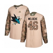 Men's San Jose Sharks #46 Nicolas Meloche Authentic Camo Veterans Day Practice Hockey Jersey