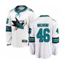 Men's San Jose Sharks #46 Nicolas Meloche Fanatics Branded White Away Breakaway Hockey Jersey