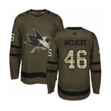 Youth San Jose Sharks #46 Nicolas Meloche Authentic Green Salute to Service Hockey Jersey