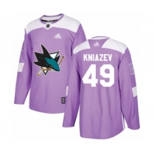 Men's San Jose Sharks #49 Artemi Kniazev Authentic Purple Fights Cancer Practice Hockey Jersey