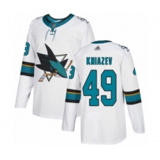 Men's San Jose Sharks #49 Artemi Kniazev Authentic White Away Hockey Jersey