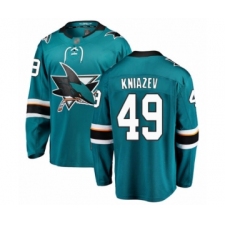 Men's San Jose Sharks #49 Artemi Kniazev Fanatics Branded Teal Green Home Breakaway Hockey Jersey