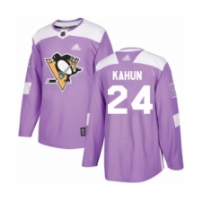 Men's Pittsburgh Penguins #24 Dominik Kahun Authentic Purple Fights Cancer Practice Hockey Jersey