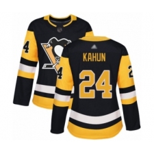 Women's Pittsburgh Penguins #24 Dominik Kahun Authentic Black Home Hockey Jersey