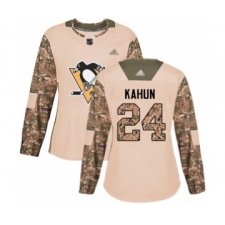 Women's Pittsburgh Penguins #24 Dominik Kahun Authentic Camo Veterans Day Practice Hockey Jersey