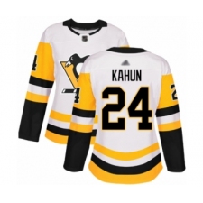 Women's Pittsburgh Penguins #24 Dominik Kahun Authentic White Away Hockey Jersey