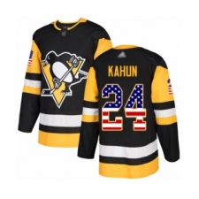Youth Pittsburgh Penguins #24 Dominik Kahun Authentic Black USA Flag Fashion Hockey Jersey