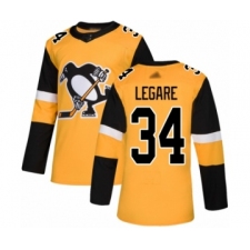 Men's Pittsburgh Penguins #34 Nathan Legare Authentic Gold Alternate Hockey Jersey