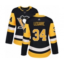 Women's Pittsburgh Penguins #34 Nathan Legare Authentic Black Home Hockey Jersey